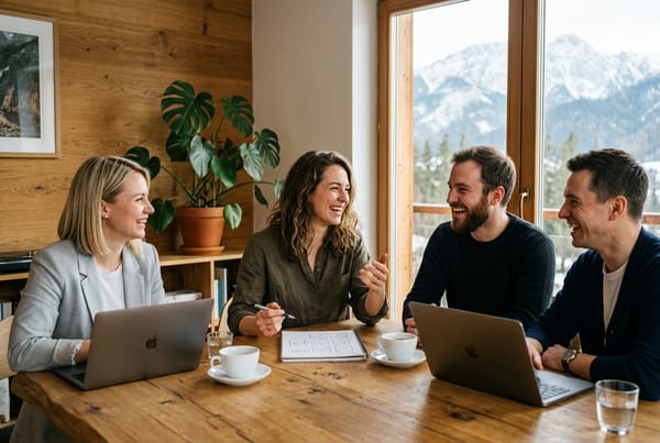 Tím ľudí pri práci v pracovni Coworking Svit